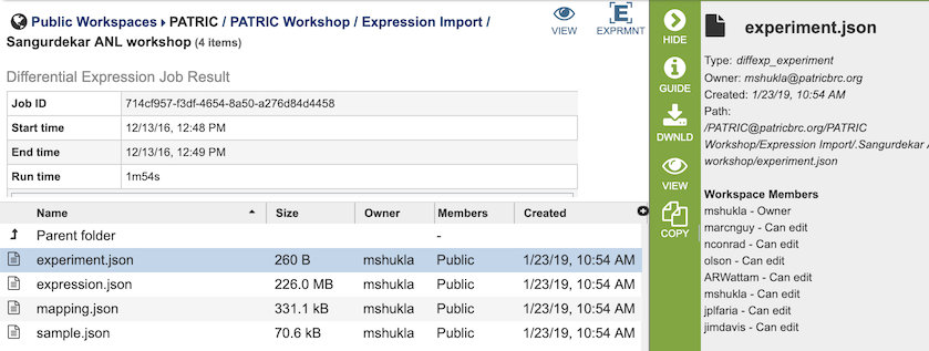 Expression Import Service Output Files